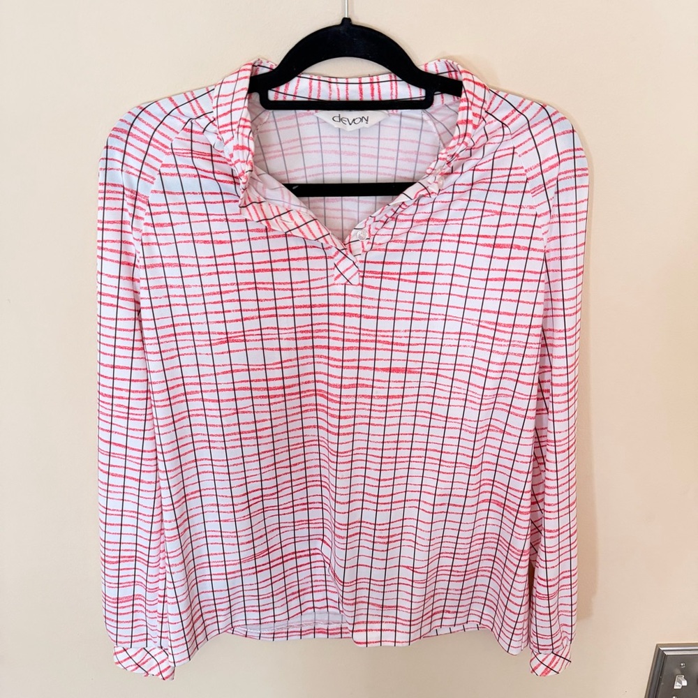 Devon Checkered Red and White Blouse size Large